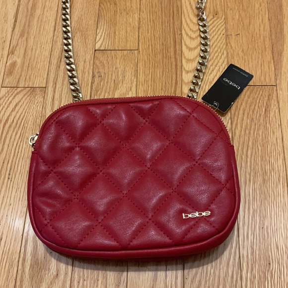 Bebe red quilted gold chain bag new with the tags - Picture 2 of 5
